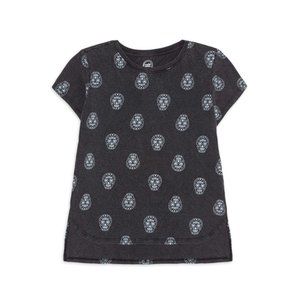 Little Girl's Sugar Skull Vintage Looking Black Short Sleeved T-Shirt HALL125